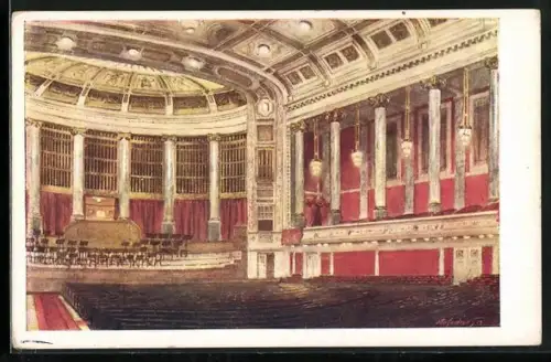 Künstler-AK E.F. Hofecker: Wien, Konzerthaus, Grosser Konzertsaal