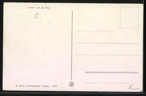 AK Luzern, Teilansicht mit Kirche und der Rigi