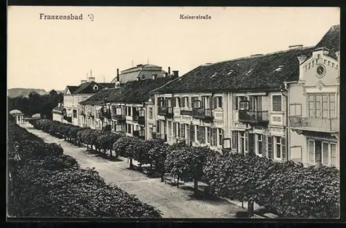 AK Franzensbad, Kaiserstrasse mit Bäumen