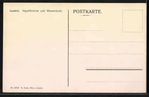 AK Luzern, Kapellbrücke und Wasserturm