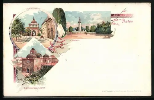 Lithographie Palermo, Porta Nuova, S. Giovanni degli Eremiti, La Favorita