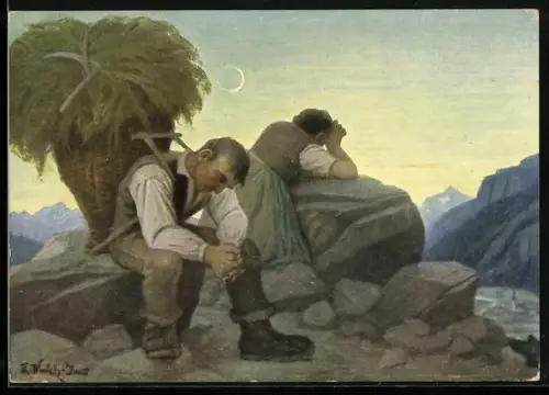 Künstler-AK Thomas Walch: Abendläuten