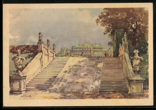 Künstler-AK Karl Schwetz: Wien, Schloss Belvedere