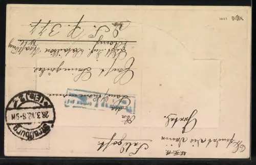 AK Osterküken-Mutter mit ihrem Kindern, Herzliche Ostergrüsse