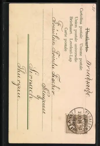 Präge-AK Zwerg mit einem Kleeblatt, Glückwunsch zum neuen Jahre