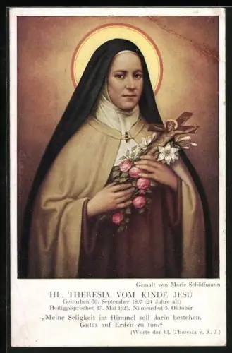 AK hl. Theresia mit Kruzifix
