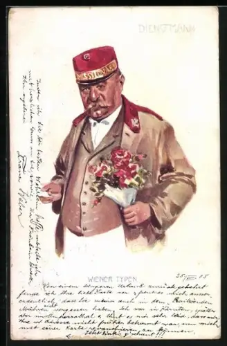 Künstler-AK Brüder Kohn (B.K.W.I) Nr. 917 - 5: Wiener Typen, Dienstmann