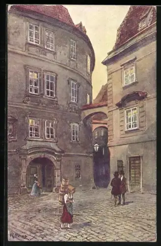 Künstler-AK Rudolf Preuss: Wien, Winkel in der Griechengasse