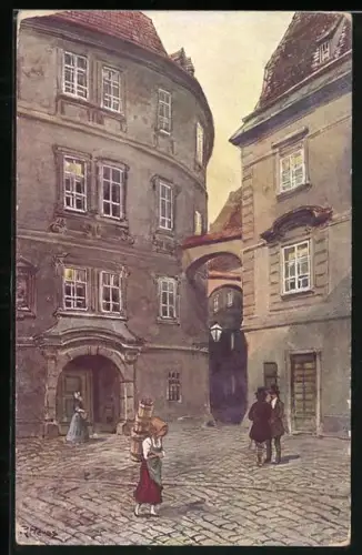 Künstler-AK Rudolf Preuss: Wien, Winkel in der Griechengasse