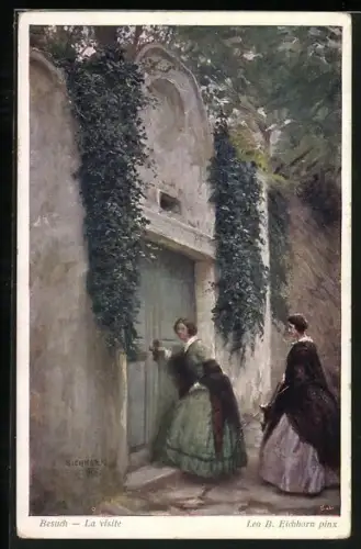 Künstler-AK Brüder Kohn (B.K.W.I) Nr.: 1609, Leo B. Eichhorn, Damenbesuch am Tor