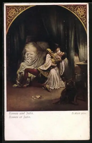 Künstler-AK Brüder Kohn (B.K.W.I) Nr.1699: Romeo und Julia, Umarmung im Schlafzimmer