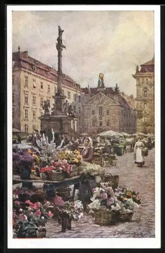 Künstler-AK Hans Götzinger: Wien, Am Hof, Blumenmarkt