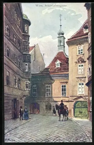 Künstler-AK Wien, Partie in der Schönlaterngasse