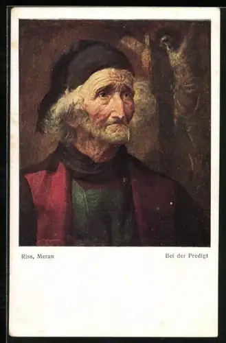 Künstler-AK Thomas Riss: Mann bei der Predigt