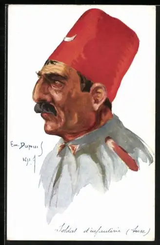 Künstler-AK Em. Dupuis: Türkei, Porträt Infanterist in Uniform