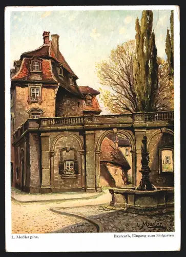 Künstler-AK Bayreuth, Eingang zum Hofgarten