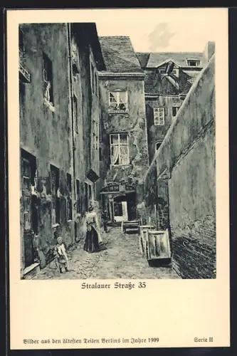 Künstler-AK Berlin, Haus in der Stralauer Strasse 35