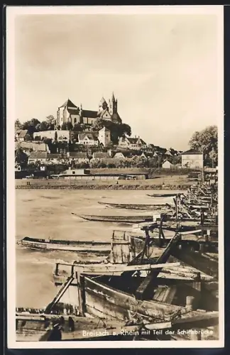 AK Breisach a. Rhein, Ortsansicht mit Schiffsbrücke