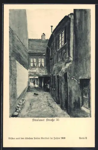 Künstler-AK Berlin, Haus in der Stralauer Strasse 35