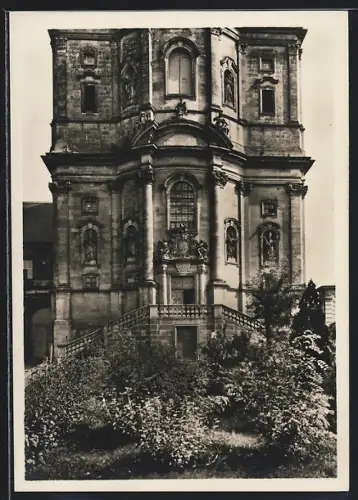 Foto-AK Deutscher Kunstverlag, Nr. 4: Schloss Banz, Kirche des ehem. Klosters, Untere Hälfte der Turmfront
