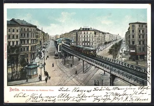 AK Berlin-Kreuzberg, Die Hochbahn am Kottbuser Tor