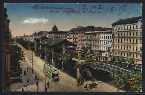 AK Berlin, Bülowstrasse mit Hochbahn u. Strassenbahn aus der Vogelschau