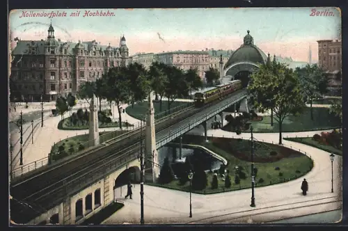 AK Berlin-Schöneberg, Nollendorfplatz mit Hochbahn aus der Vogelschau