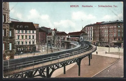 AK Berlin, Hochbahn, Schlesisches Tor aus der Vogelschau