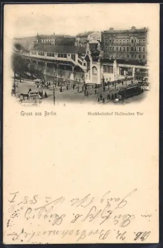 AK Berlin-Kreuzberg, Hochbahnhof Hallesches Tor aus der Vogelschau