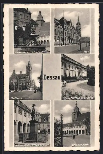 AK Dessau, Denkmal der alte Dessauer, Post, Grosser Markt