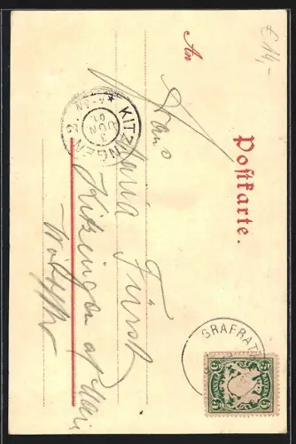 Lithographie Andechs, Prozession zieht hinauf zum Gotteshaus