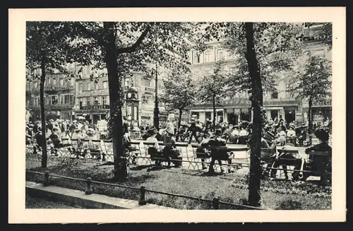 AK Berlin, Unter den Linden, Strassencafé, Passanten, Stadtleben