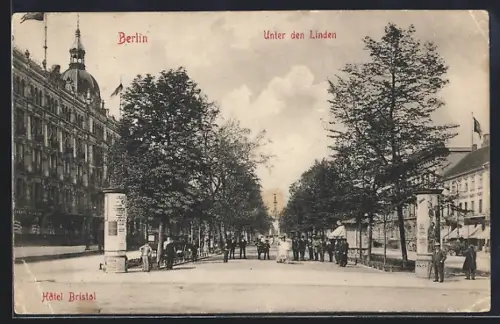 AK Berlin, Unter den Linden, Hôtel Bristol