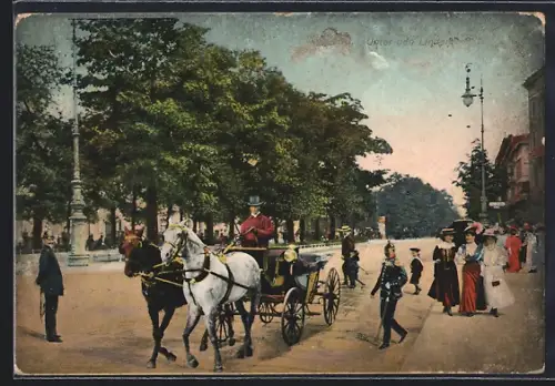 AK Berlin, Unter den Linden, Strassenansicht mit Kutsche und Passanten
