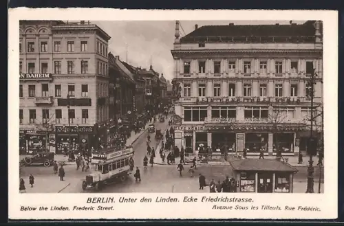 AK Berlin, Unter den Linden, Ecke Friedrichstrasse, Café Kranzler