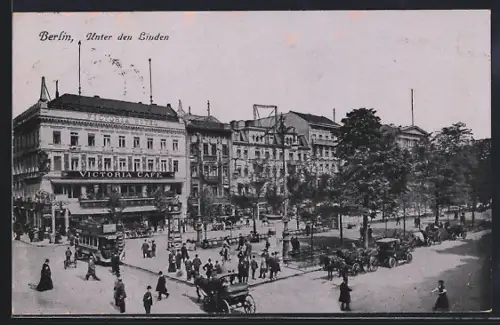 AK Berlin, Unter den Linden, Victoria Café