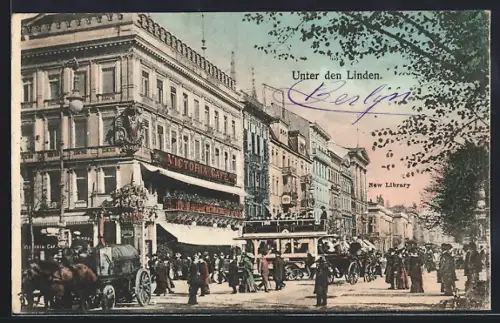 AK Berlin, Unter den Linden, Victoria Café