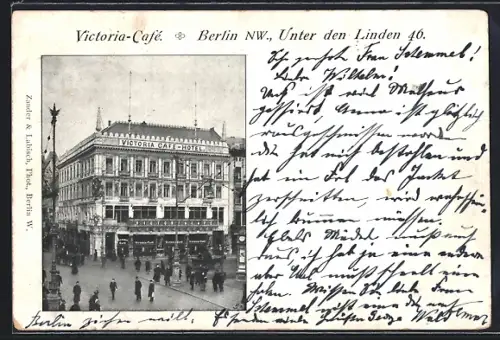 AK Berlin, Victoria-Café-Hotel, Unter den Linden 46