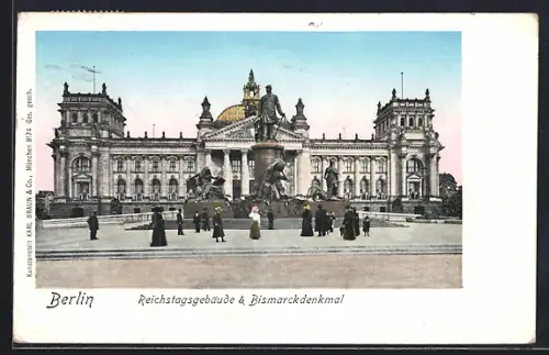 AK Berlin, Reichstagsgebäude, Bismarckdenkmal