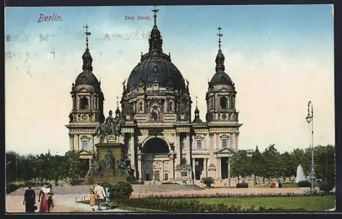 AK Berlin, Dom, Parkanlage, Brunnen