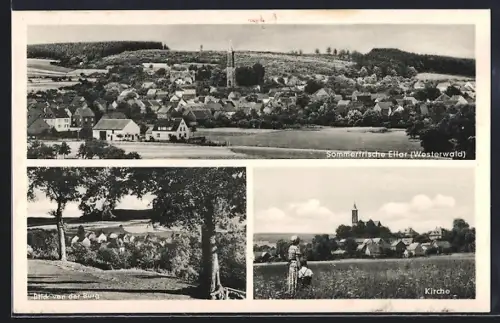 AK Ellar /Westerwald, Blick von der Burg, Kirche