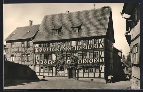 AK Berka /Werra, Storchenbäckerei, Fachwerkhaus