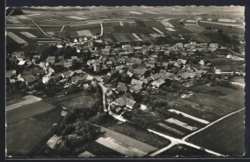 AK Bühren / Dransfeld, Luftbild des Ortes und umliegender Felder am Bramwald