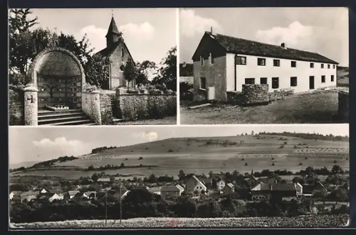 AK Lorbach /Eifel, Kirche, Bauernhaus, Ortsansicht