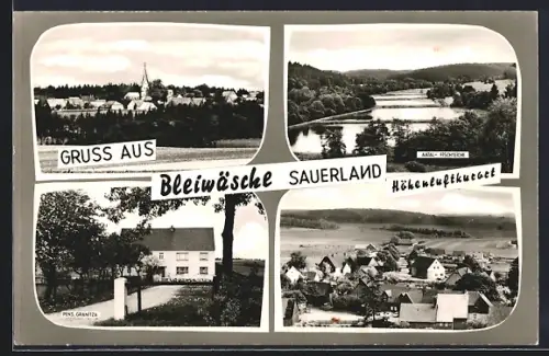 AK Bleiwäsche /Sauerland, Kirche, Aatal-Fischteiche, Pension Granitza