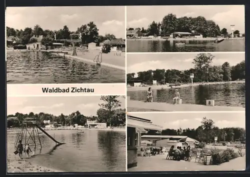 AK Zichtau, Waldbad, Schwimmbecken, Rutsche, Terrasse