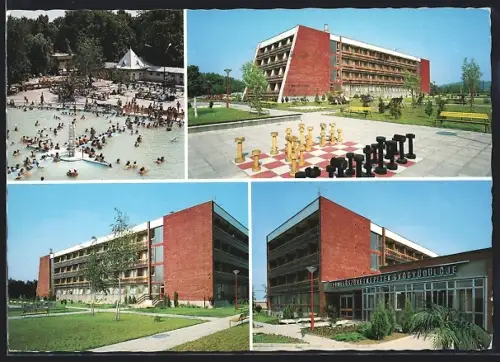 AK Harkány, Thermalbad, Hotel, Freiluft-Schachfeld