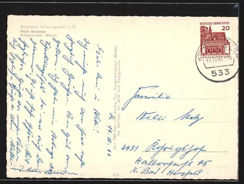 AK Königswinter /Rhein, Heim Rosenau, Bergmann-Erholungswerk