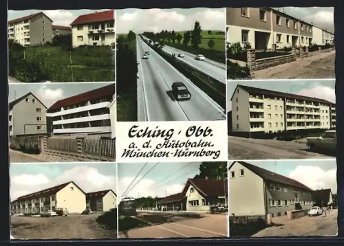 AK Eching /Obb., Wohnsiedlungen, Strassen, Autobahn