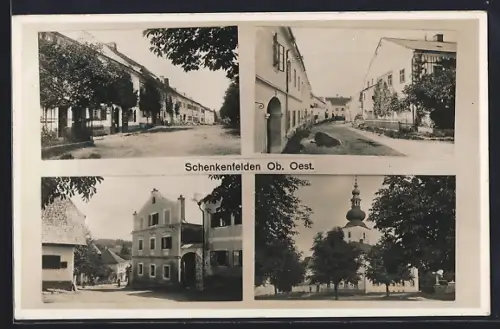 AK Schenkenfelden, Kirche, Strassenpartie, Ortspartie